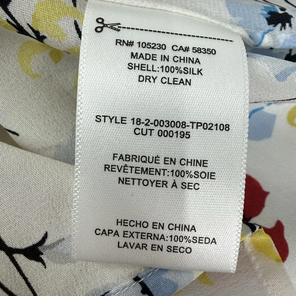Equipment Femme Camisole Tank Womens L White Floral Silk Chiffon Lightweight